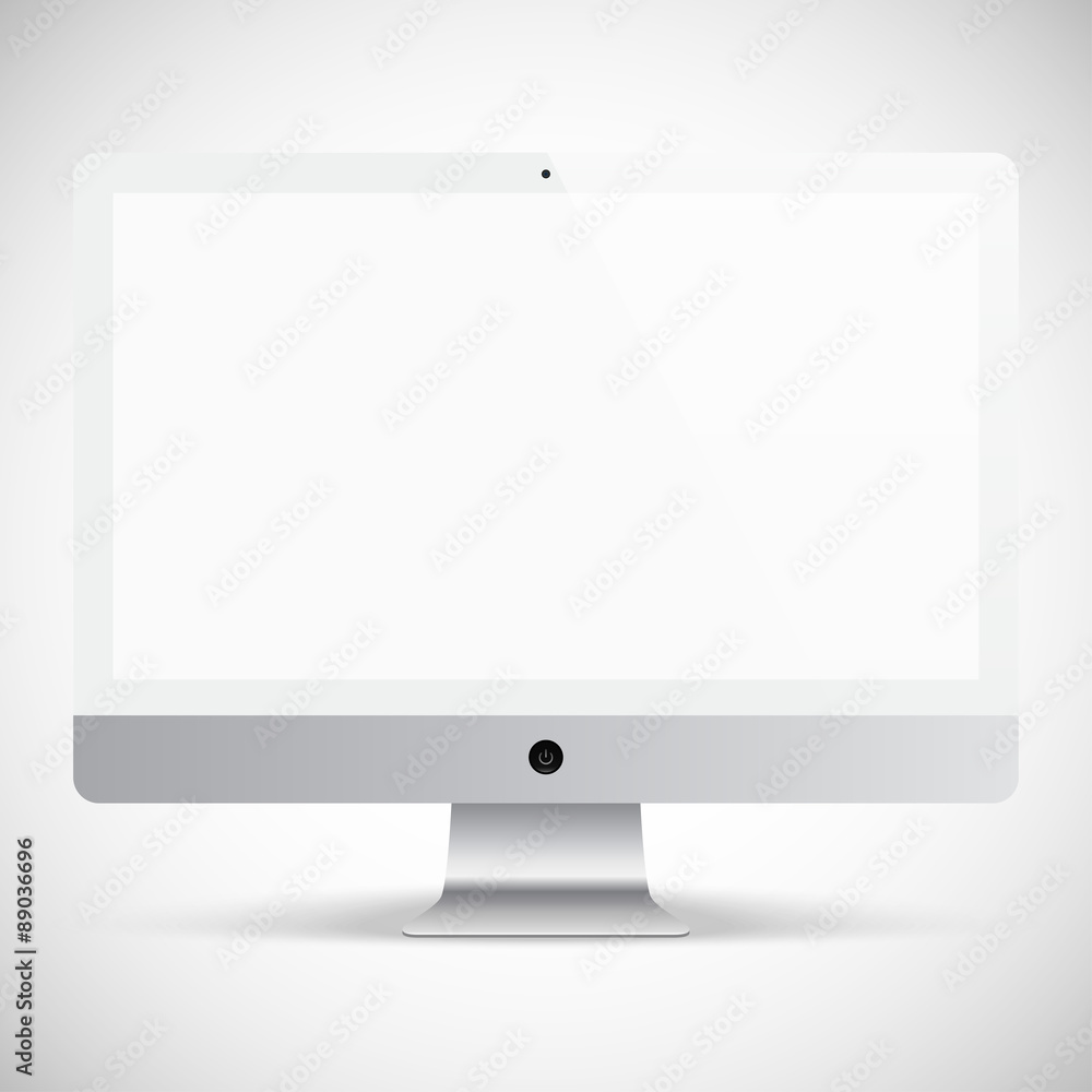 realistic detailed monitor isolated on a gray background