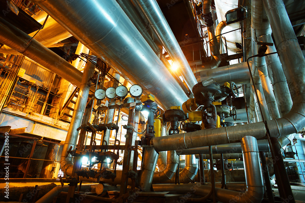 Industrial zone, Steel pipelines, valves and pumps Industrial zone, Steel pipelines, valves and pumps