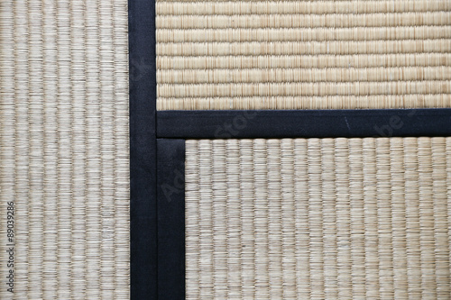 Canvas Print Japanese Tatami Rug Background with three Tatamis Joining