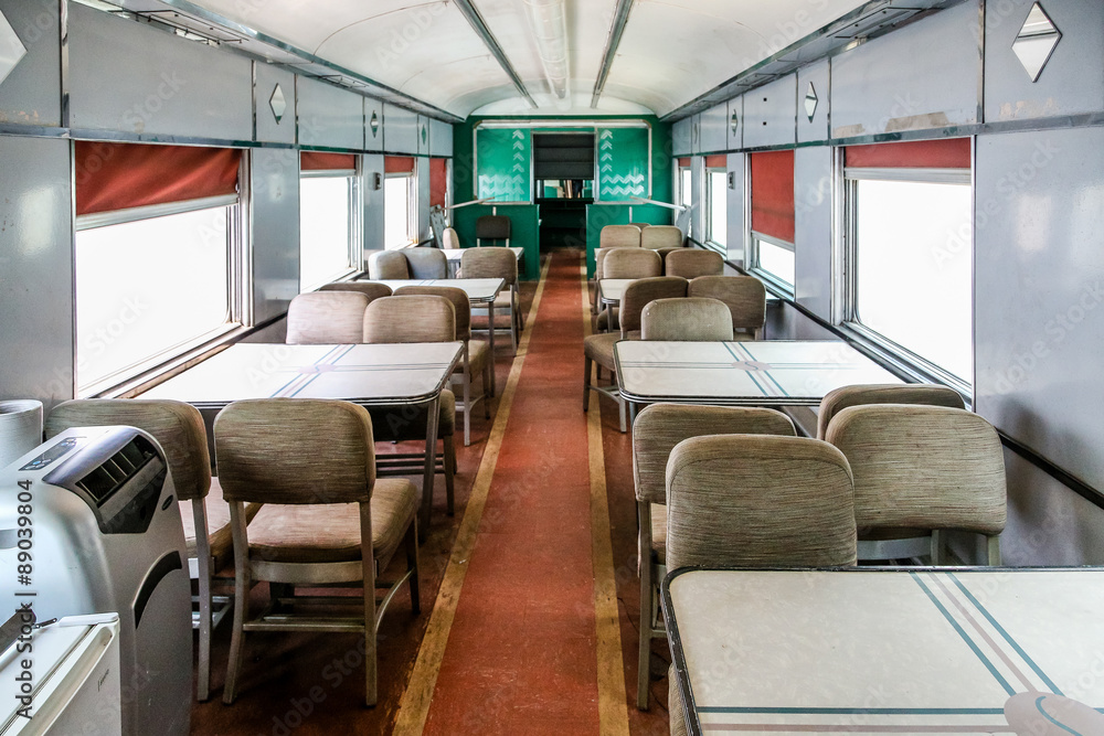 Fototapeta premium Dining Car in an Old Train Car