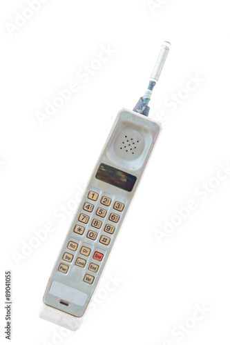 vintage mobile phone Isolated on white background.