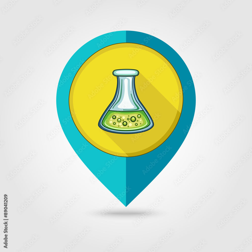 Flask Tube flat mapping pin icon