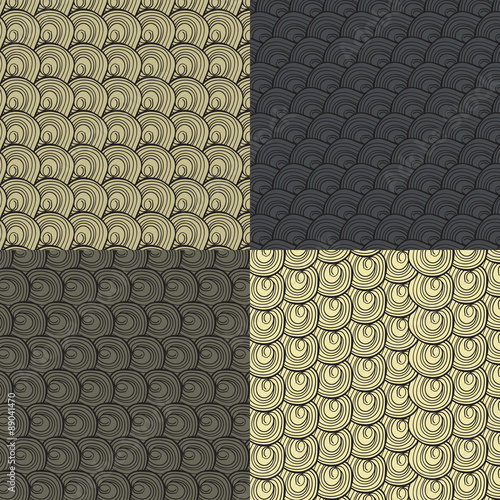 Set of four abstract pattern of brown wool curls