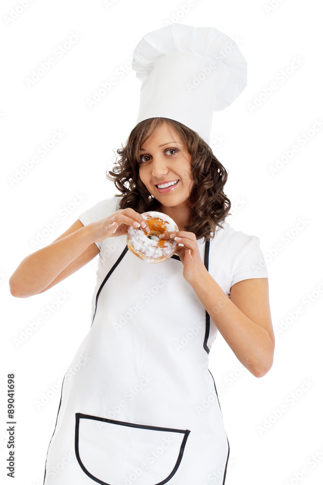 Chef eating donut Chef eating donut