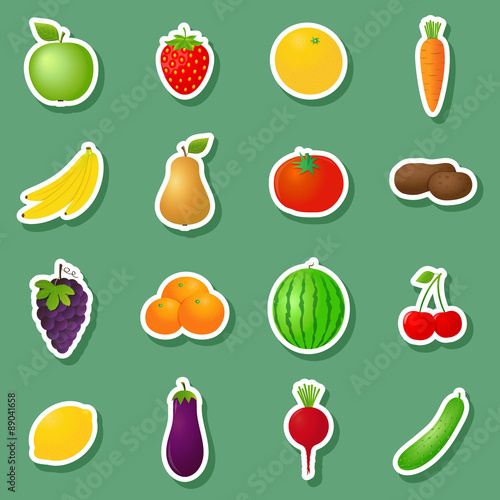 Vector fruits & vegetables stickers