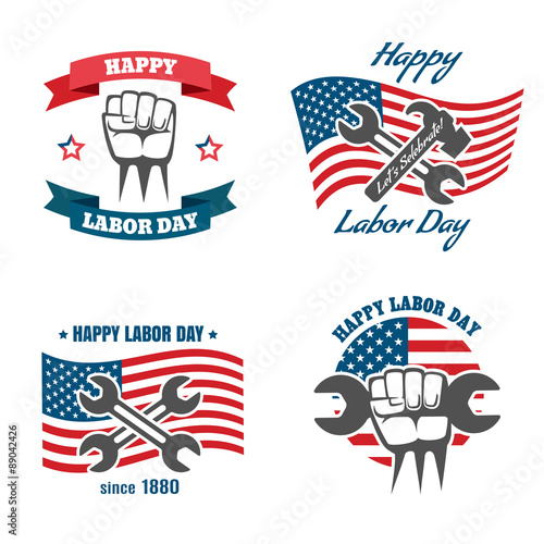 United States Labor Day national holiday vector logos, badges