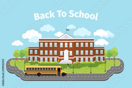School building. Background with graduation concept. Vector