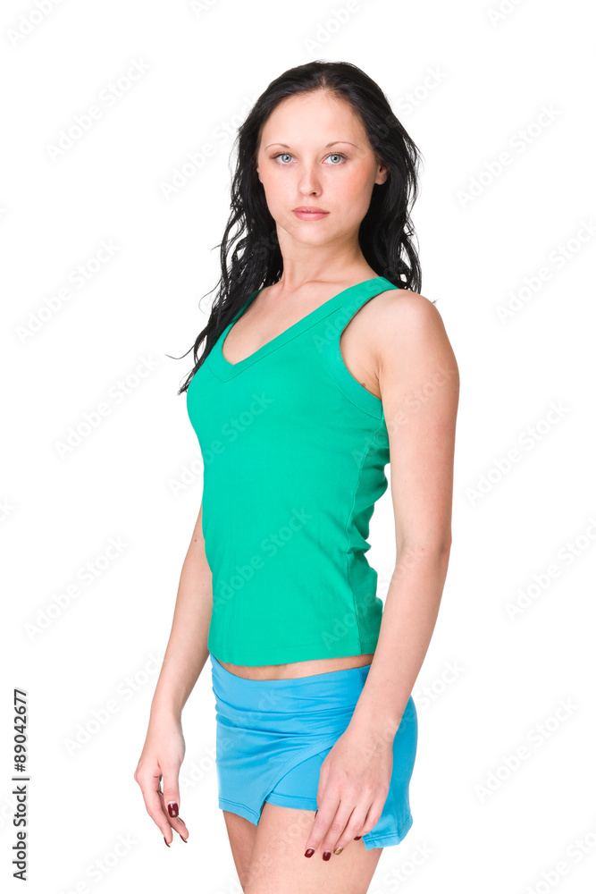 beautiful sporty woman on white background beautiful sporty woman on white background