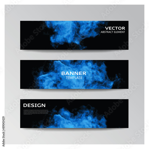 Template of banner with abstract smoky shapes