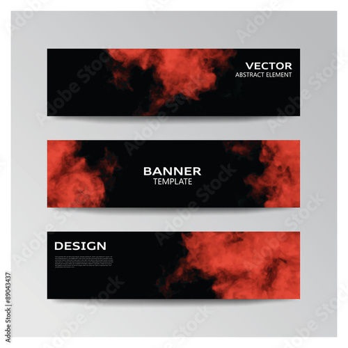 Template of banner with abstract smoky shapes