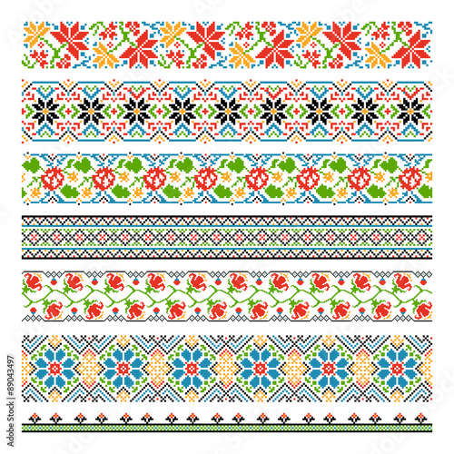 Ukrainian ethnic national border patterns for embroidery stitch