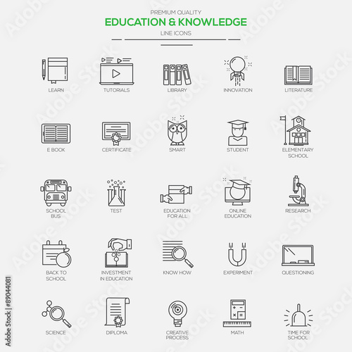 Modern icons for Education and Knowledge