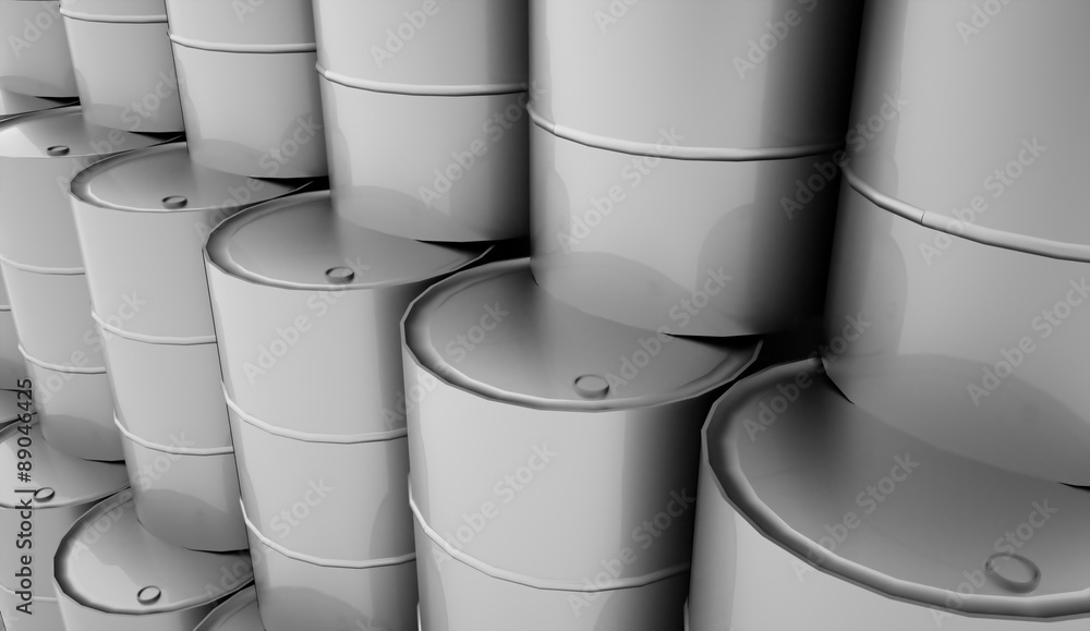 Petrol barrels on white background rendered