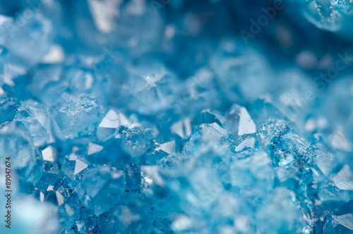 blue crystals Agate SiO2. Macro