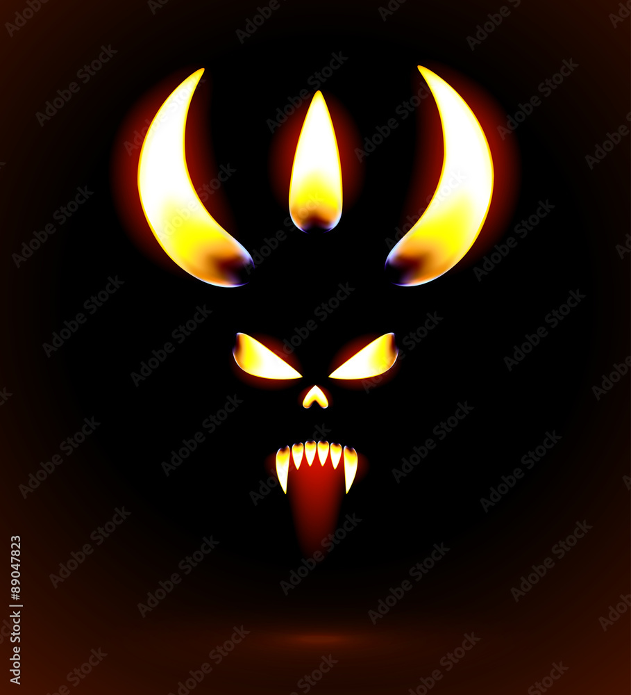 Glowing silhouette of the devil Glowing silhouette of the devil