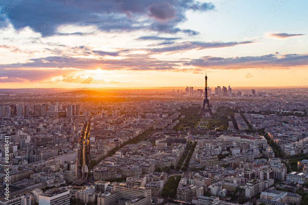 The sunset at Paris city in France