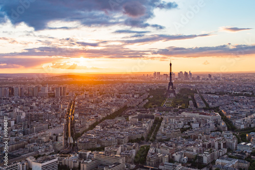 The sunset at Paris city in France