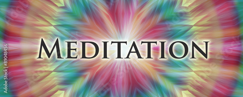 Fotografie Meditation banner with energy mandala