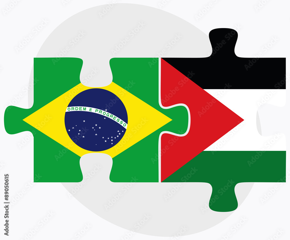 Brazil and Palestine Flags