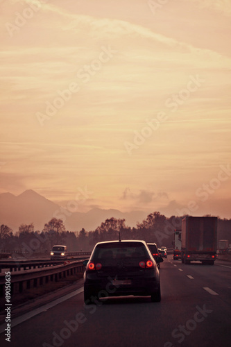 twilight view of highway from Salzburg toward Munich © acrogame