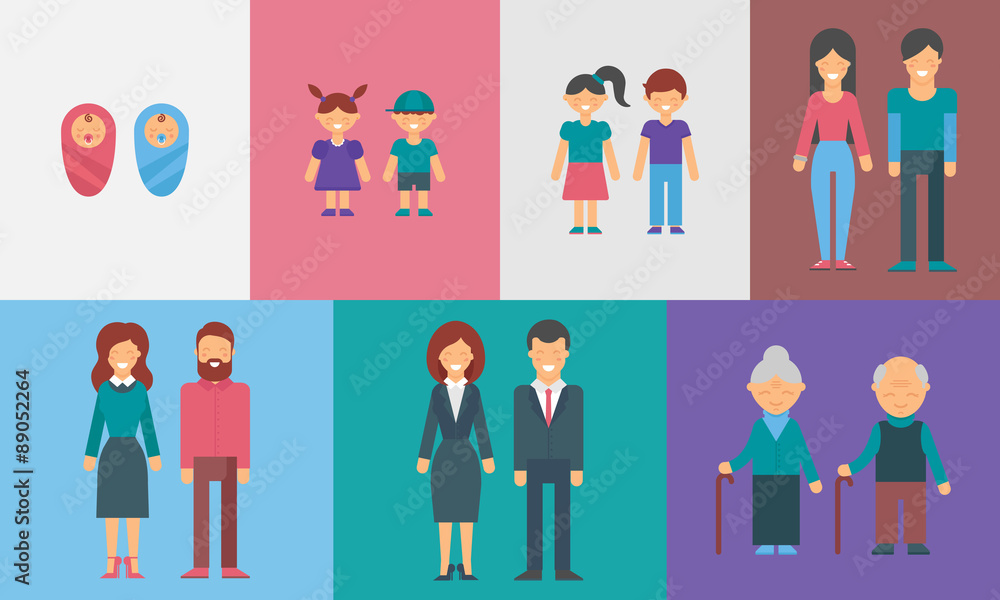 Childhood, adolescence, adulthood, old age. Generations. People Childhood, adolescence, adulthood, old age. Generations. People