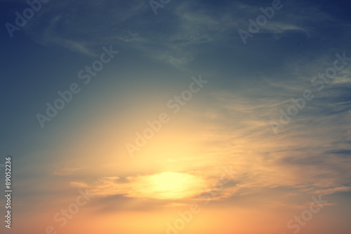 Fototapeta Naklejka Na Ścianę i Meble -  sunset sky with clouds and sun