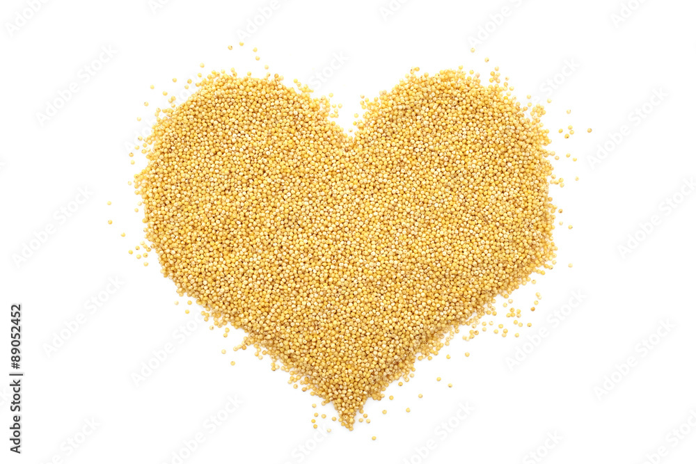 Millet grain in a heart shape Millet grain in a heart shape