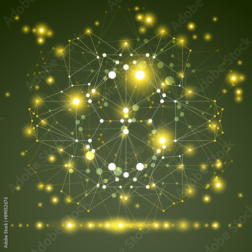 Abstract 3D origami polygonal mesh object, vector geometric desi