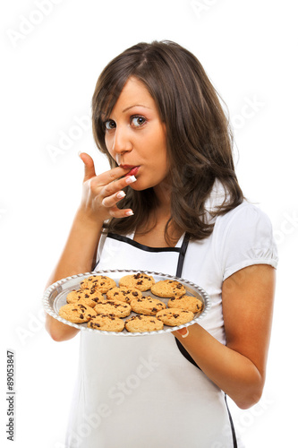 Young woman with homemade cookies