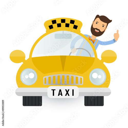 yellow taxi car - vector icon