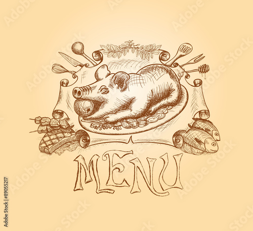 Vector hand drawn menu title design