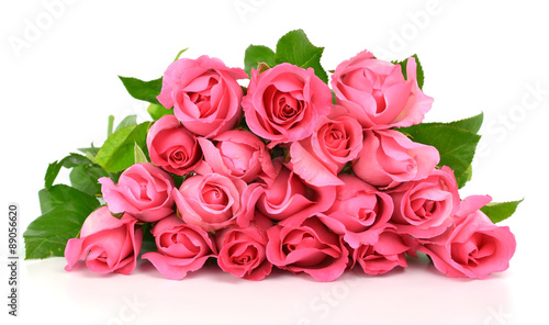 bouquet of pink roses isolated on white background