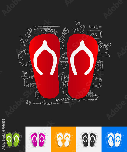 slippers paper sticker with hand drawn elements