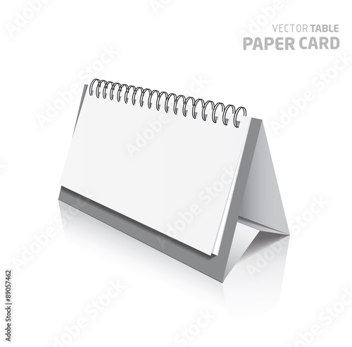 3d table paper card isolated on a grey background.