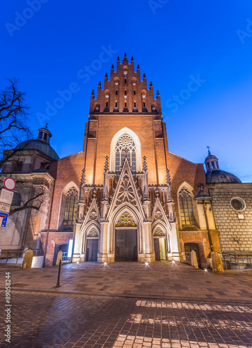 Krakow, Poland, the dominican church of Holy Trinity, built in the XIII th century in the gothic style, in the morning. #89058244