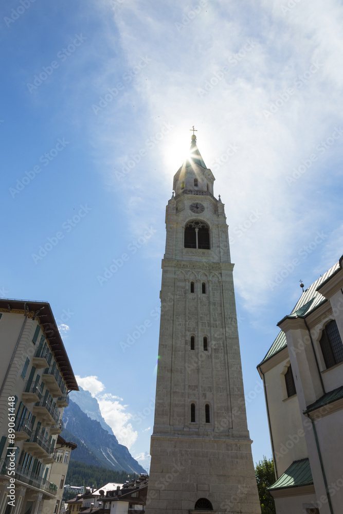 Church tower in Cortina D'Ampezzo