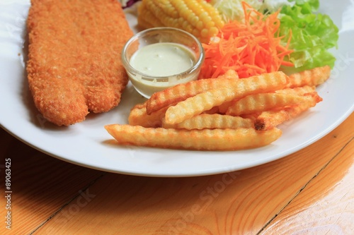fish steak with french fries