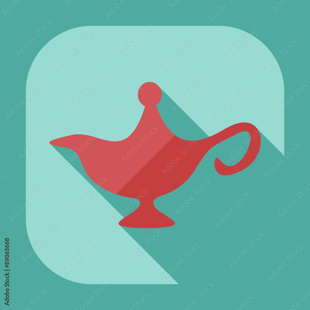 Naklejka premium Flat modern design with shadow icons genie lamp