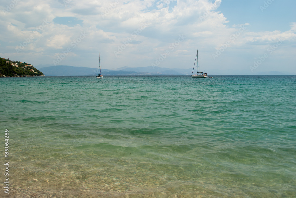 beach of the island of Corfu.