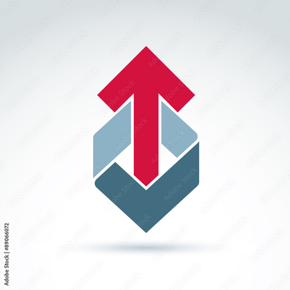 Geometric abstract symbol with arrow, vector graphic design elem Geometric abstract symbol with arrow, vector graphic design elem