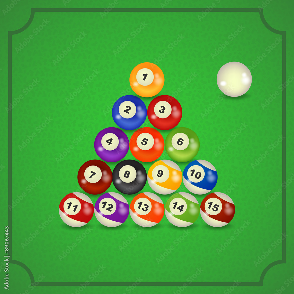 set of billiard balls, billiards, American