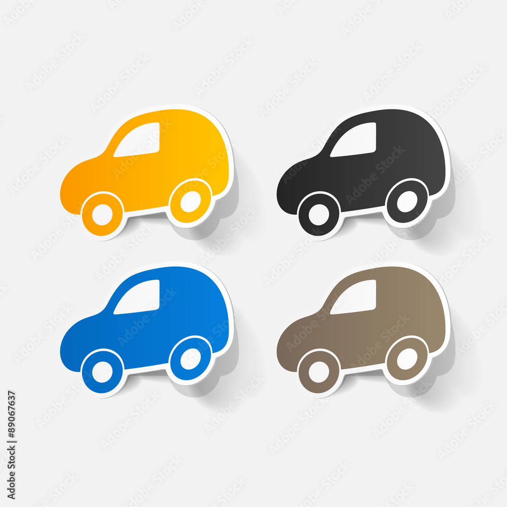 Paper clipped sticker: symbol car Paper clipped sticker: symbol car