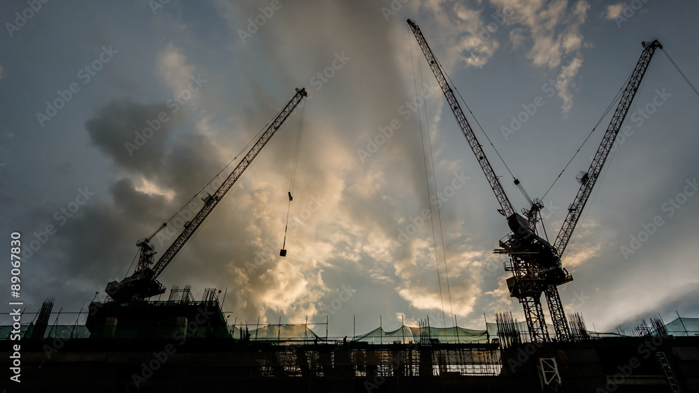 Silhouette of a building under Construction