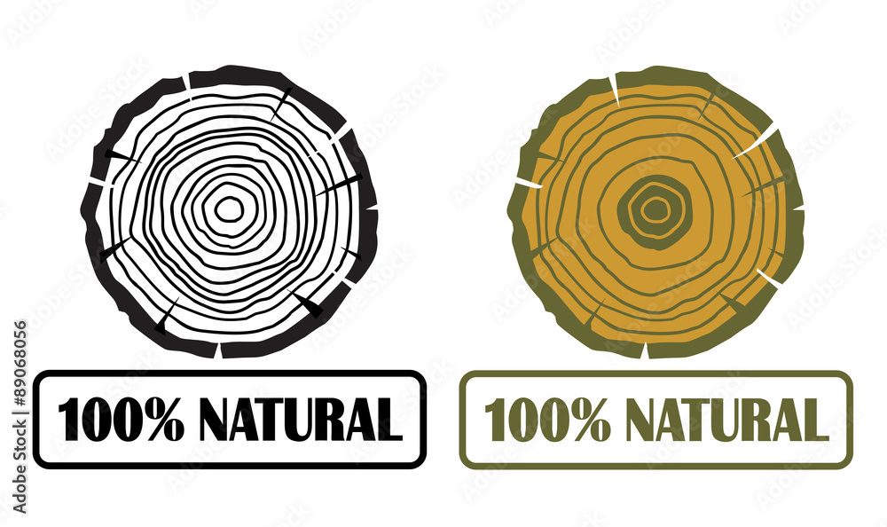 100% natural conception with growth rings vector eps 10 100% natural conception with growth rings vector eps 10