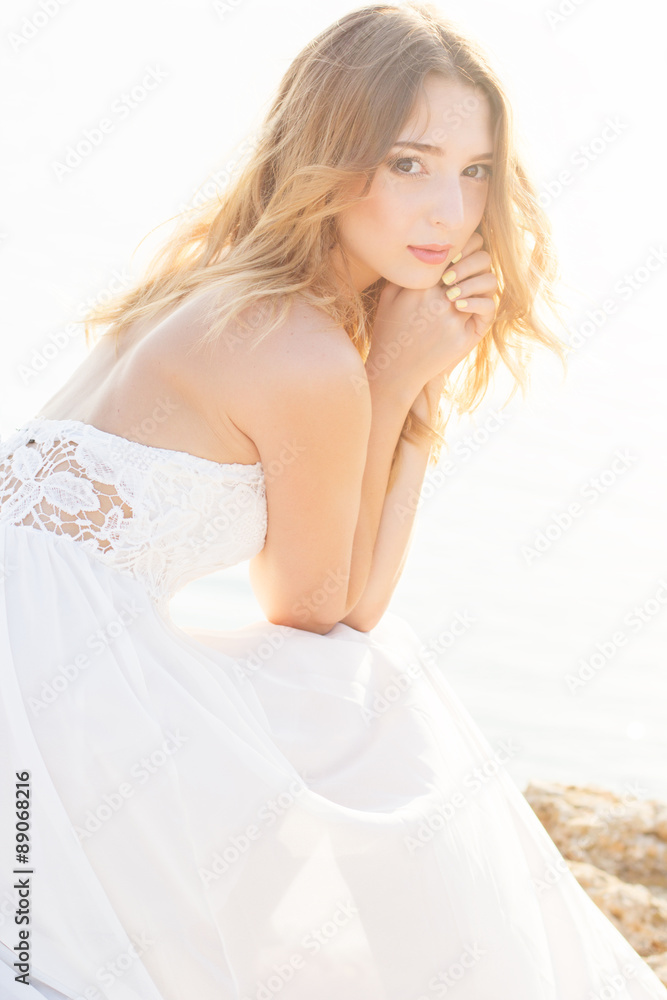 Beautiful young bride woman outdoors Beautiful young bride woman outdoors