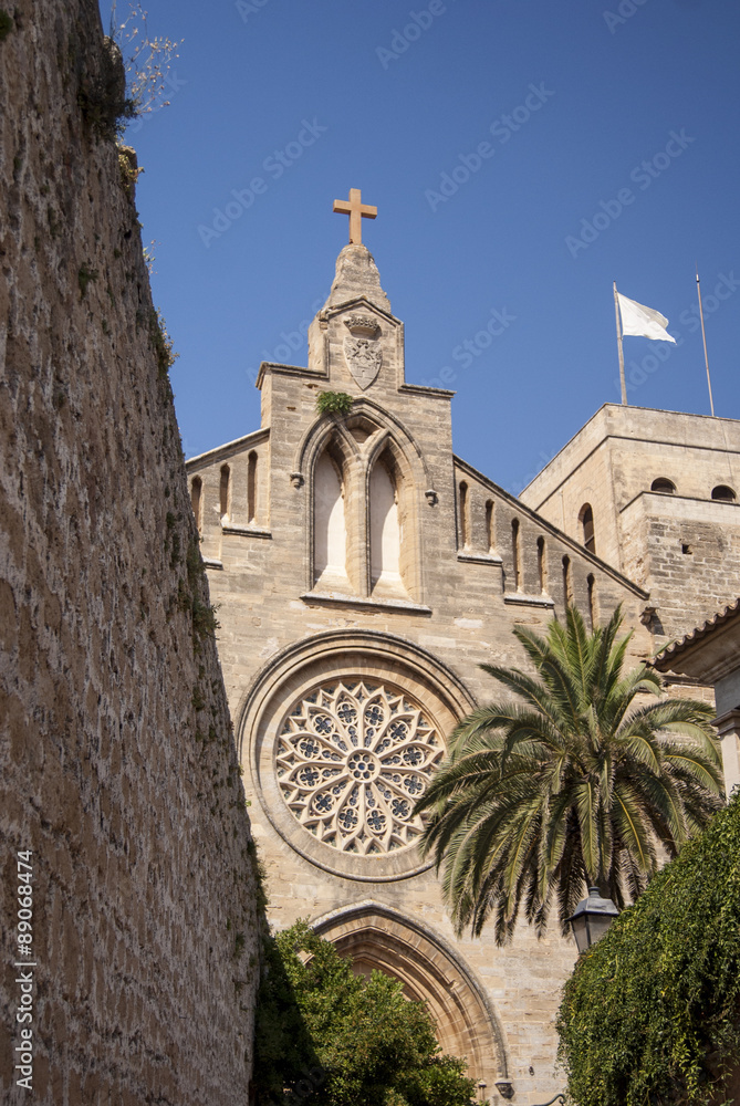 Church With Wall And Palm Three