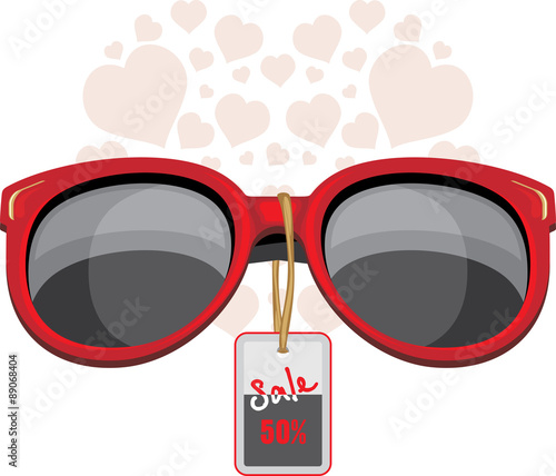 Trendy red sunglasses. Sale