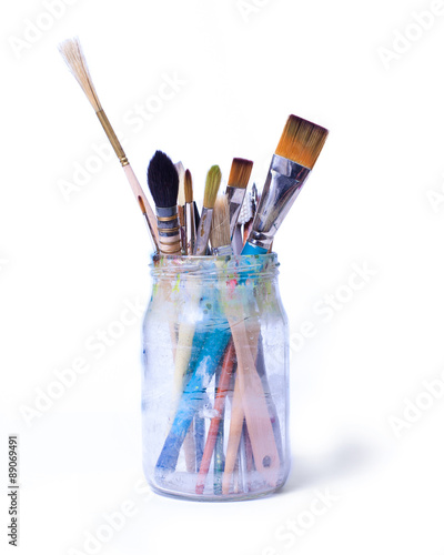 Brushes in a jar.
