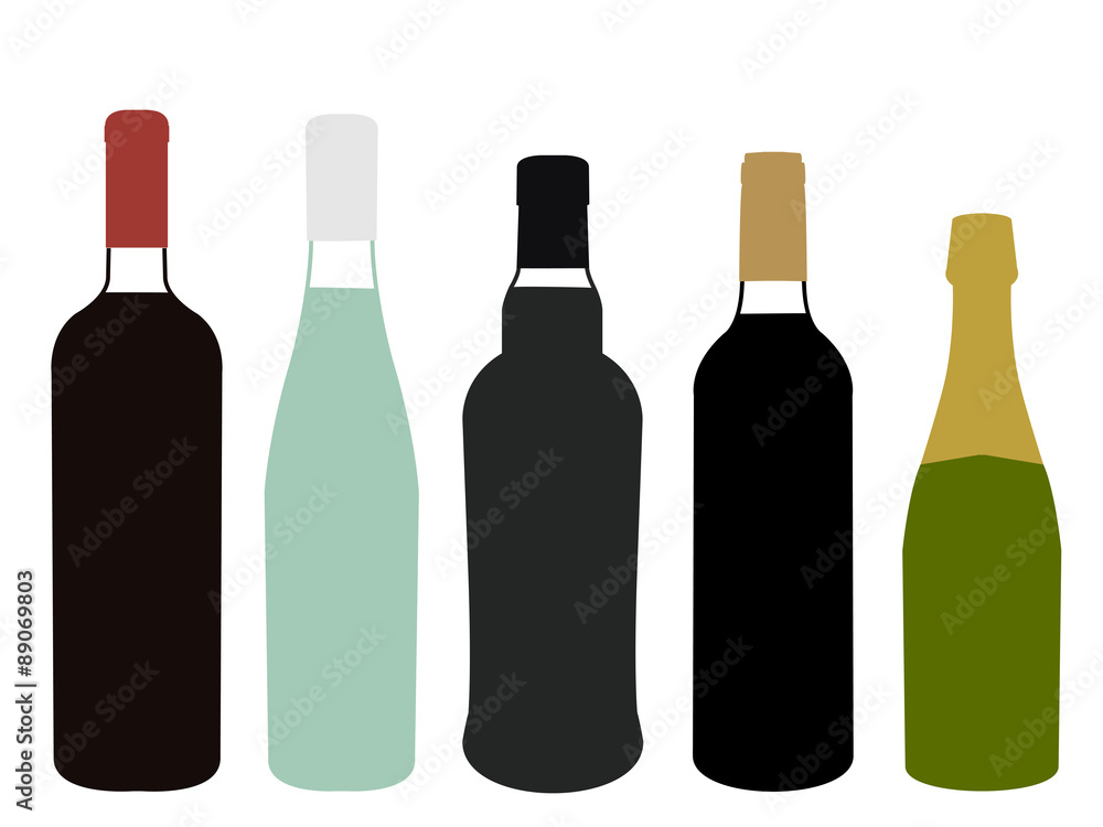 Wines of Europe Full Bottles Illustration Wines of Europe Full Bottles Illustration