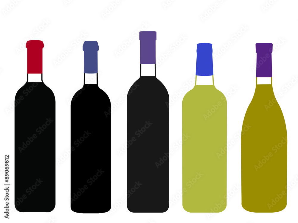 Wines of the World Full Bottles Illustration Wines of the World Full Bottles Illustration